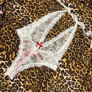 White and Red Lace Lingerie Heart Teddy